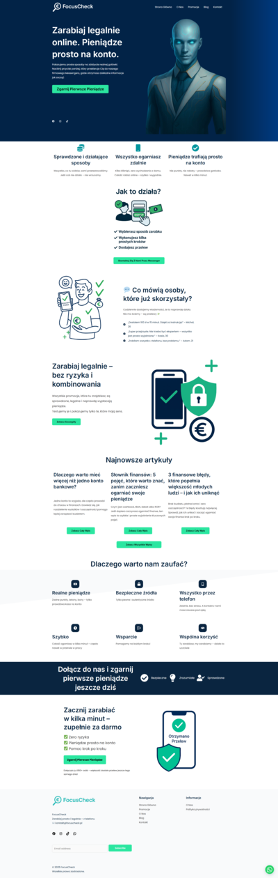 Strona internetowa projektu FocusCheck – realizacja MNStrony