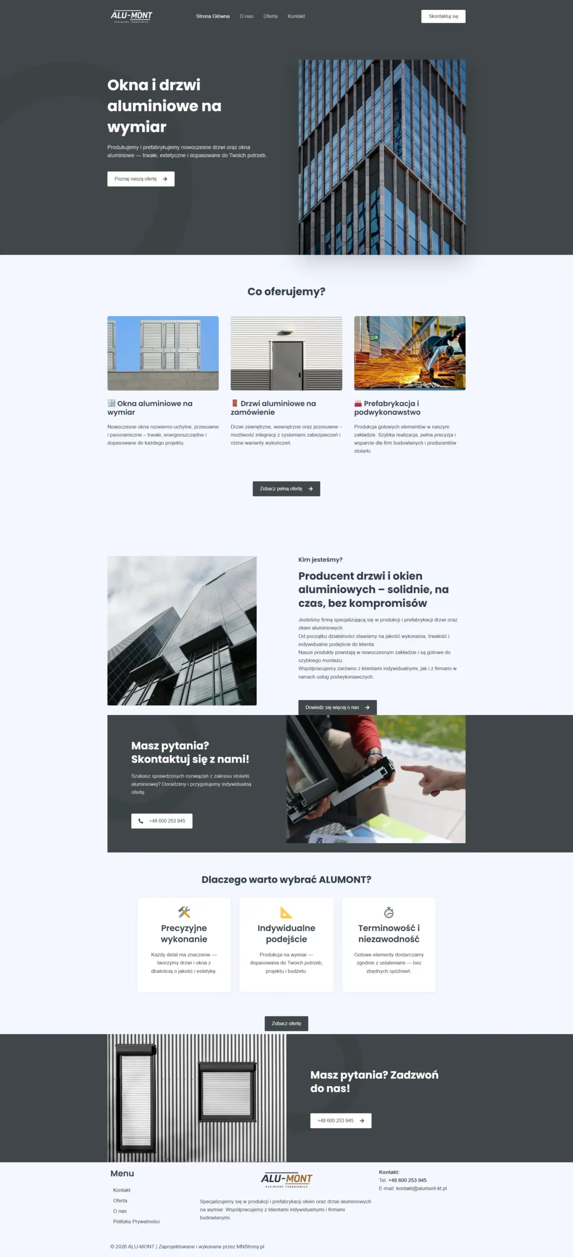 Strona internetowa Alu-Mont - okna i drzwi aluminiowe